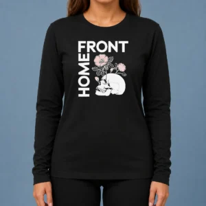 Good Official Homefront Skull Flowers Long Sleeve Shirt featuring skull and floral artwork on a comfortable long sleeve garment
