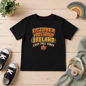 Hot October Holiday Ireland Cozy Fall Pixel Kids T-Shirt