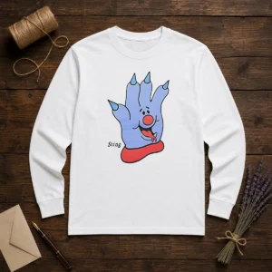 Premium Sting Blue Cartoon Hand Character Mascot Long Sleeve Shirt