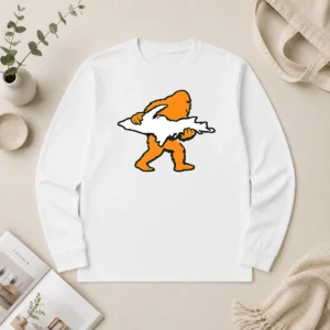 Premium Bigfoot Holding UP Of Michigan Upper Peninsula long sleeve shirt featuring a bold Bigfoot graphic