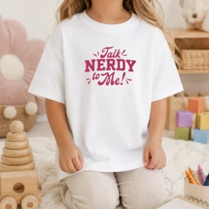 Original Talk Nerdy To Me Slogan Nerd Geek Funny Kids T-Shirt