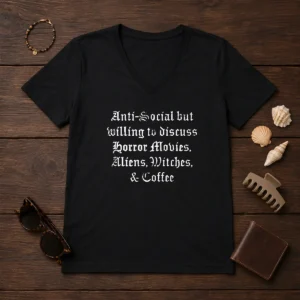 Official Anti Social But Willing To Discuss Horror V-Neck Shirt
