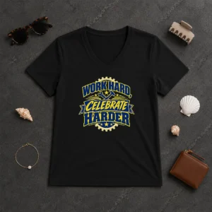 Good Labour Day Work Hard Celebrate Harder Vector V-Neck Shirt