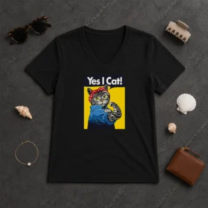 Top CATS – Yes I Cat V-Neck Shirt