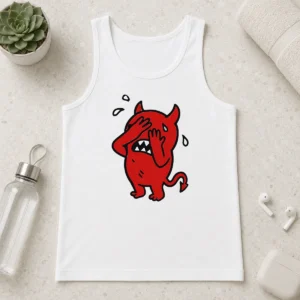 Awesome Happy Devil Cartoon Facepalm Panicking Sweating Tank Top
