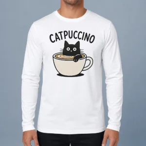 Pretty Catpuccino Black Cat In A Coffee Cup Cappuccino Long Sleeve Shirt