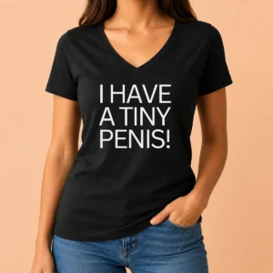 Nice Original I Have A Tiny Penis Joke Text V-Neck Shirt
