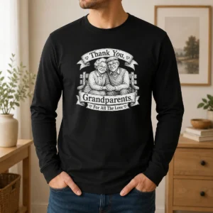 Pretty Grandparents Day Gratitude Sketch Family Long Sleeve Shirt