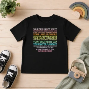 Top Privilege Has No Place In An Election But Empathy Does kids t shirt in white, front view