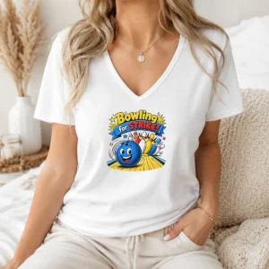 Top Pretty Bowling For Strike Cheerful Pop Art V-Neck Shirt