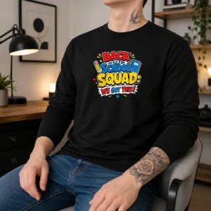 Nice Back To School Squad Cartoon For Students Long Sleeve Shirt
