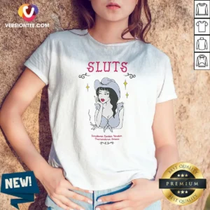 Funny SLUTS Southern Ladies Under Tremendous Stress V Neck Shirt v neck optimized in dark color showing front view