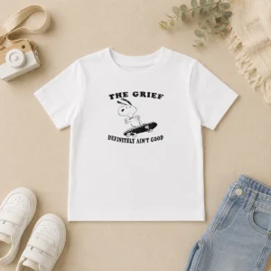 Official The Grief Definitely Ain'T Good Snoopy Skateboard Kids T-Shirt