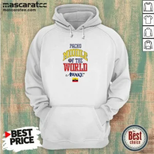 Nice William Pacho Paris Saint Germain Middle Of The World Awake NY Ecuador hoodie in black, front view with printed graphic
