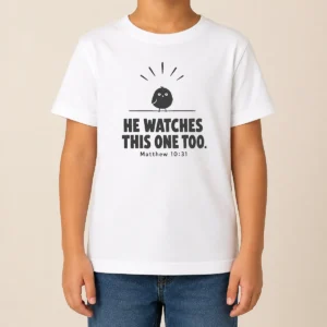 Premium Top Bible Verse Sparrow Matthew 10 31 He Watches This One Too Christian Faith Kids T-Shirt