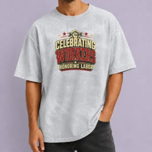 Good Nice Labour Day Pride Celebrating Workers Retro Distresse Washed T Shirt in vintage style with faded colors