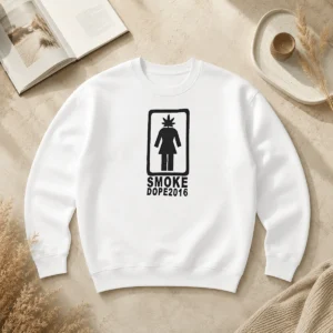Hot Funny Smoke Dope 2016 Weed Leaf Girl Logo Marijuana Sweater in black, featuring a bold weed leaf graphic and girl logo on the front