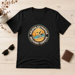Pretty Golden Retriever Delivery Service V-Neck Shirt