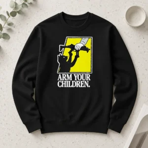 Awesome Pretty Black Cat With Gun Satire Arm Your Children Long Sleeve Shirt
