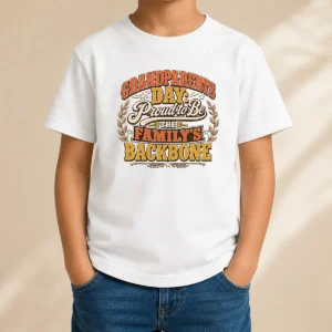 Good Nice Grandparents Day Proud Family Backbone Vintage Kids T Shirt featuring classic typography on a comfortable cotton tee