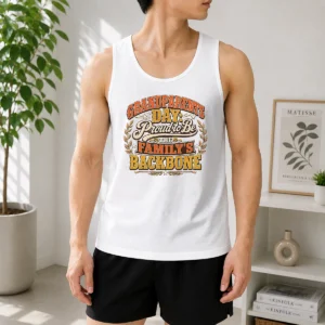 Hot Grandparents Day Proud Family Backbone Vintage Tank Top in white, sleeveless casual wear for warm weather