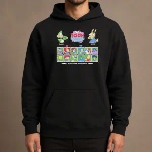 Funny Plucky Rocko Darkwing Duck Ren Stimpy Doug Tommy Pickles Pinky The Tick Bart Goku 90s Toon Throwdown Select Your Toon Fighter Hoodie