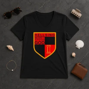 Nice Pretty Hellsing We Are On A Mission From God Shield Emblem V-Neck Shirt