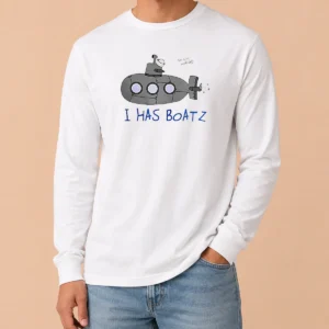 Good Premium Submarine I Has Boatz Cartoon Meme long sleeve shirt featuring colorful cartoon submarine design on front