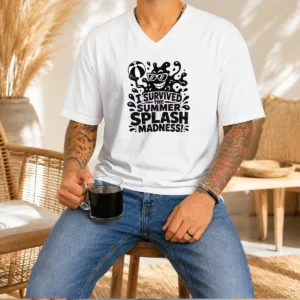Hot Summer Splash Amoeba Silhouette V-Neck Shirt