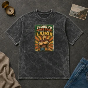 Top Labour Day Proud Blue Collar Worker Vintage Washed T-Shirt
