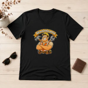 Nice Labour Day Proud Worker Cartoon For Hardworking Heroes V Neck Shirt in heather gray with bold graphic print