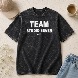 Premium Team Studio Seven 007 Washed T Shirt in soft cotton fabric with a vintage washed look
