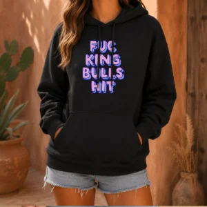 Pretty Awesome Fcking Bullshit Typography Funny Slogan Hoodie in black with bold white text on front