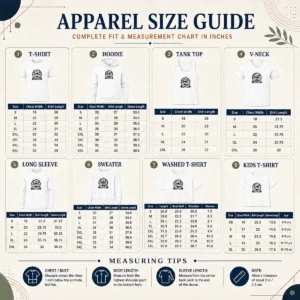 Size chart for Pretty Funny Labour Day Proud Worker Silhouette showing measurements in inches and cm
