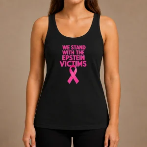 Top Good We Stand With The Epstein Victims Pink Ribbon Tank Top