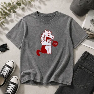 Top Cat Wearing Horse Mask This Is My Year washed t shirt featuring a whimsical graphic on soft fabric