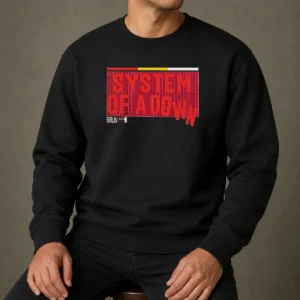 Top Pretty System Of A Down Berlin Germany Olympiastadion On July 8 2026 Down Text sweater in black with bold white text