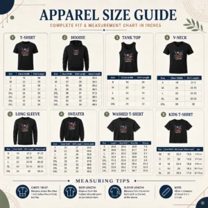 Size chart for Funny Proud To Soar Together Pop Art with measurements in inches and cm