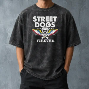 Awesome Street Dogs Forever Skull And Crossbones Washed T-Shirt