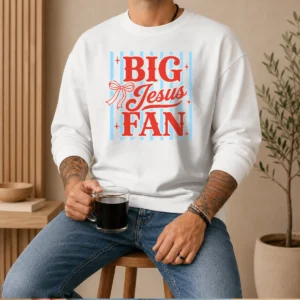 Hot Big Jesus Fan Retro Striped Sweater