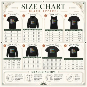 Size chart for Funny Public Radio Libraries Lands Transit Television Parks Education Art showing measurements in inches and cm