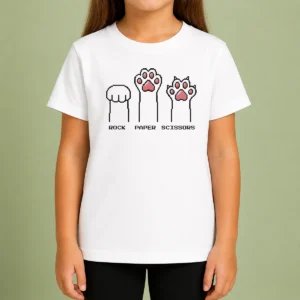 Official Cat Paws Rock Paper Scissors Pixel Art Kitten Kids T-Shirt