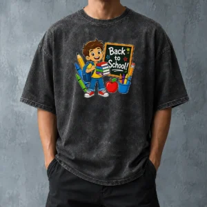 Nice Excited Student Back To School Vector Washed T-Shirt