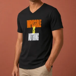 Good Impossible Is Nothing Slogan V-Neck Shirt