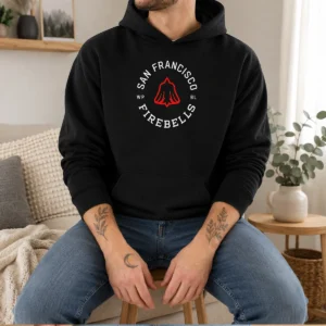 Official San Francisco Firebells WP BL Badge Hoodie in black with front logo print