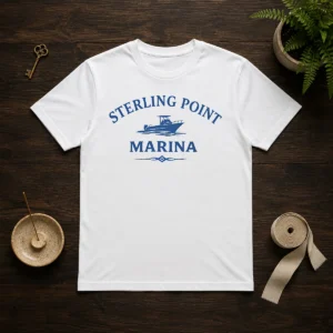 Hot Sterling Point Marina Ellis t shirt in classic crew neck style with vibrant graphic print