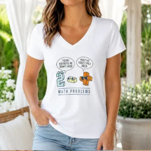Top Math Problems You'Re Bring Me Down Dude Positive Vibes Only Bruh V-Neck Shirt