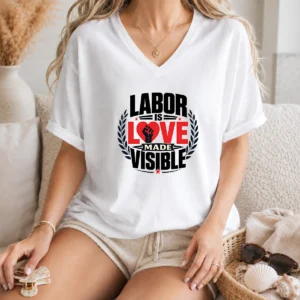 Awesome Labor Is Love Made Visible Silhouette V-Neck Shirt