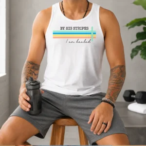 Premium By His Striped I Am Healed Jesus Faith Tank Top