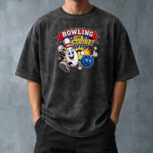 Awesome Bowling For Strike Cheerful Mascot Washed T-Shirt